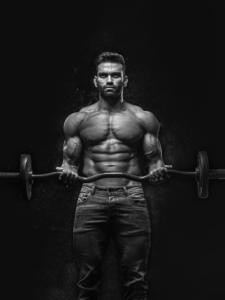 holding a barbell